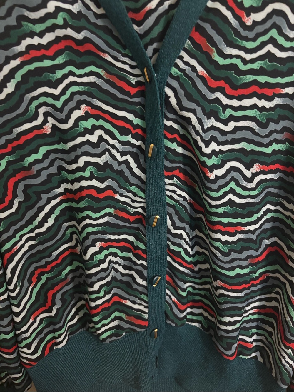 Vintage Piat Ltd Green Red Button Up Top - Picture 2 of 4